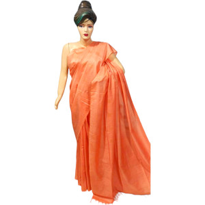 Handloom Beautiful Plan Orange Saree